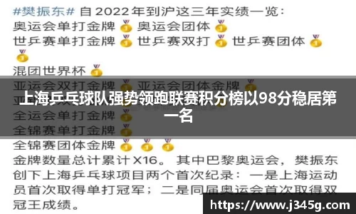 上海乒乓球队强势领跑联赛积分榜以98分稳居第一名